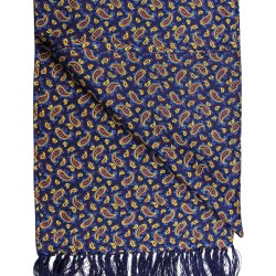 Soprano Silk Aviator Scarf Paisley On Blue Background