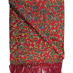 Soprano Silk Aviator Scarf Paisley On Red Background