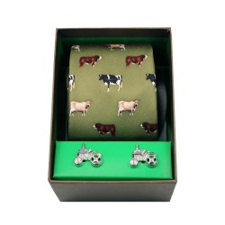Soprano Silk Tie & Cufflink Set Cows & Tractors