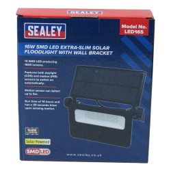 Sealey LED Solar Floodlight Extra Slim 16w 1600lm