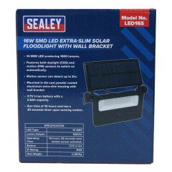 Sealey LED Solar Floodlight Extra Slim 16w 1600lm