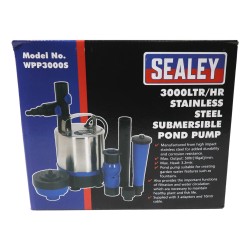 Sealey Submersible Pond Pump Staniness Steel 3000L/hr