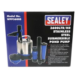 Sealey Submersible Pond Pump Staniness Steel 3600L/hr