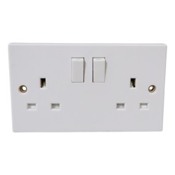 Status White Fitting Wall Socket Switched 13A 2 Gang