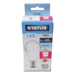 Status LED Light Bulb GLS Large BC 9w/60w