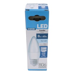 Status LED Light Bulb Candle Large ES 8w/60w
