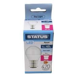 Status LED Light Bulb Round Large BC 5w/40w