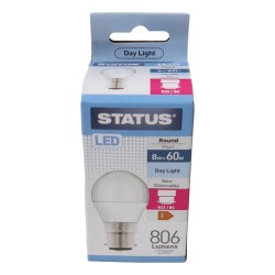 Status LED Light Bulb Round Large BC 8w/60w
