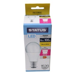 Status LED Light Bulb GLS Large BC 15w/100w