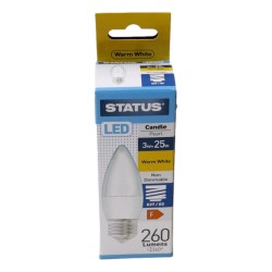 Status LED Light Bulb Candle Large ES 3w/25w