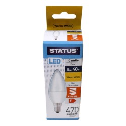 Status LED Light Bulb Candle Small ES 5w/40w