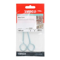 Timco Vine Eyes BZP 4.3 x 100mm 2 Pack