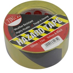 Timco Hazard Tape Yellow & Black 50mm x 33m