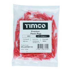 Plastic Wall Plug Premium 100 Pack Red