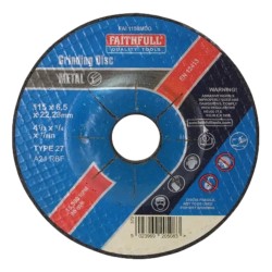 Faithfull Grinding Disc DC Metal 115mm x 6.5mm x 22mm