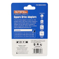 Faithfull Hex To Square Drive Adaptor 3 Pack