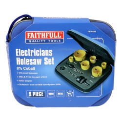 Faithfull Holesaw Kit Electricians 9 Piece 16-51mm
