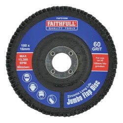 Faithfull Jumbo Abrasive Flap Disc 100mm x 16mm