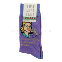 Two Left Feet Retro Socks Pretend To Listen