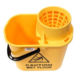 Caution Wet Floor Plastic Mop Bucket 15 Litre