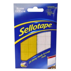 Sellotape Hook & Loop Pads 20mm x 20mm 24 Pack
